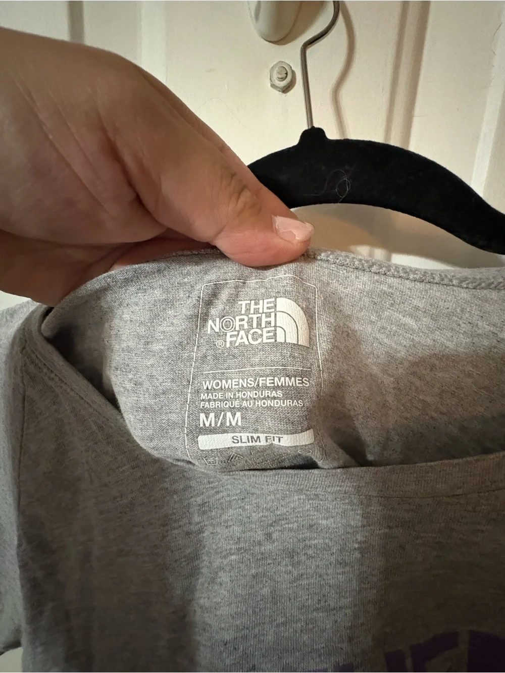 The North Face Gray Short Sleeve Tee with Purple Logo - Picture 3 of 6